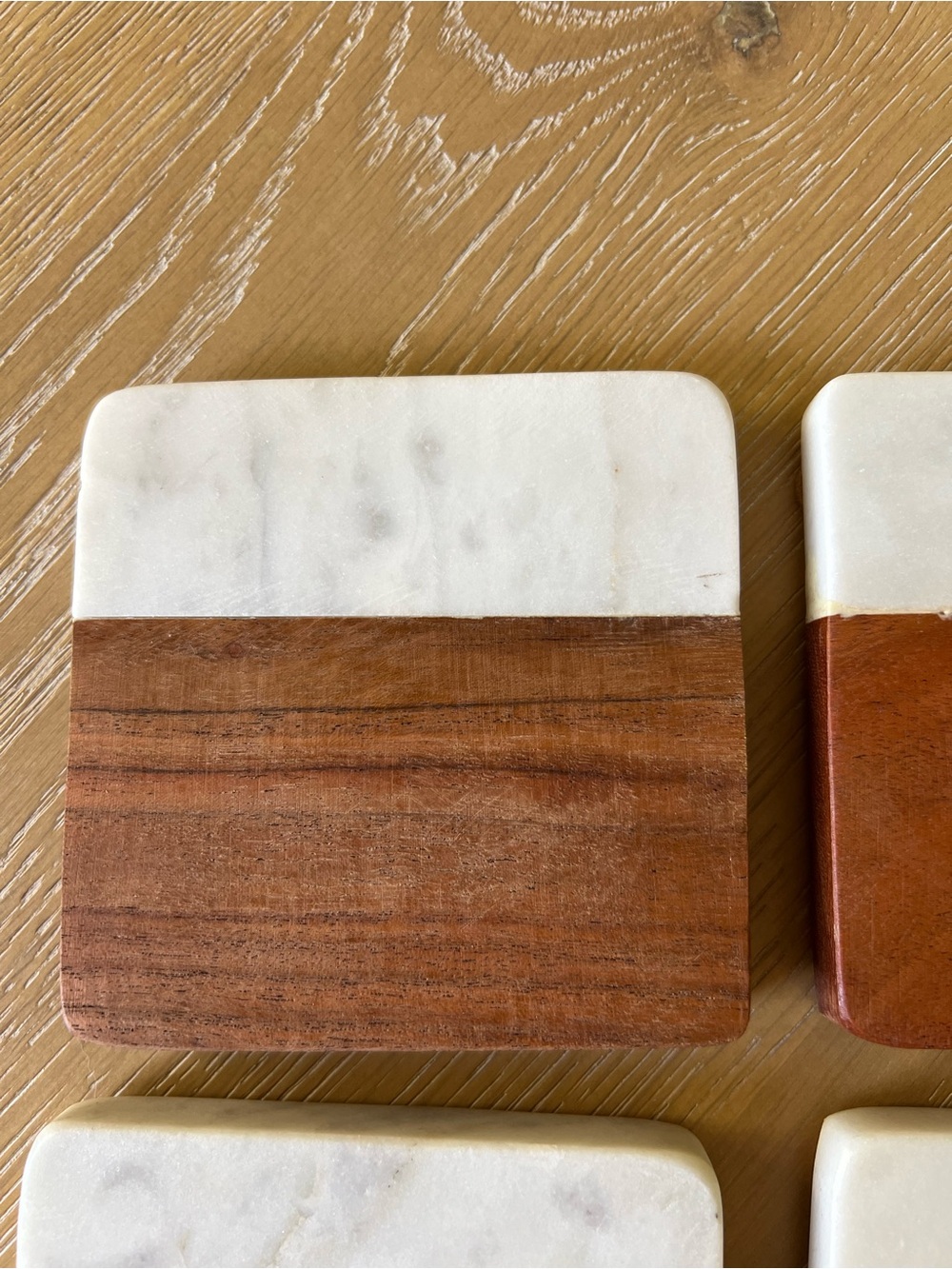 Target Marble and Wood Coaster Set - White and Brown